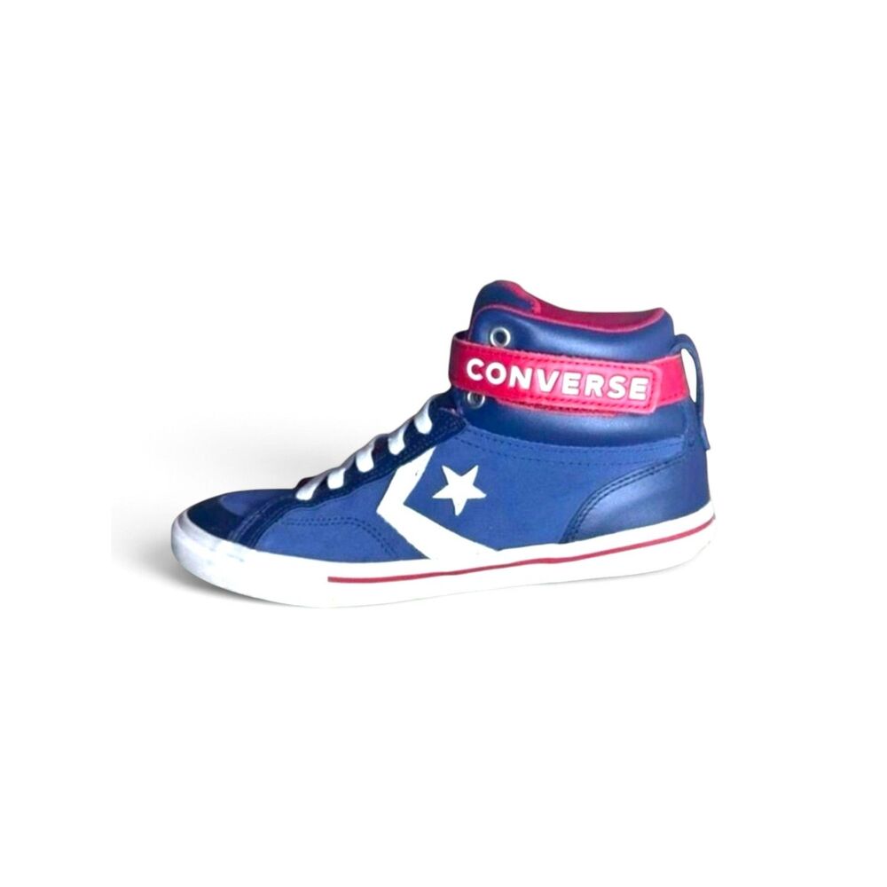 Converse Pro Blaze Strap Suede High Top Navy Red Sneakers Junior Size 6